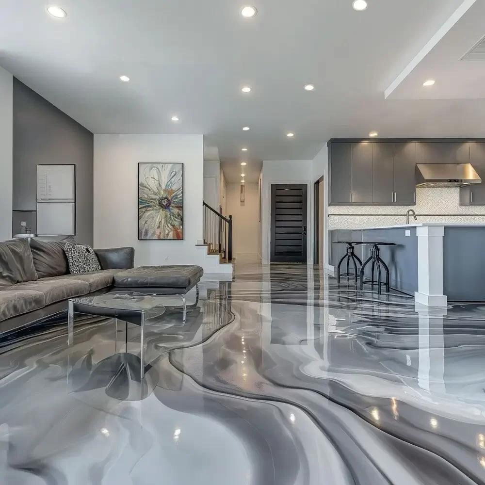 Metallic epoxy flooring, luxury villa Sharjah UAE